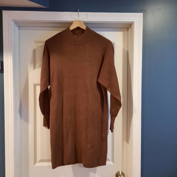 Abercrombie & Fitch Dresses & Skirts - Abercrombie & Fitch Sweater Dress Womens Large Brown Fitted Soft Knit Minimalist